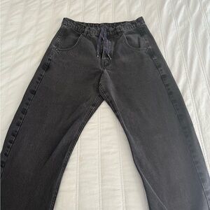 Roucha Barrel Wide Leg Black Jeans